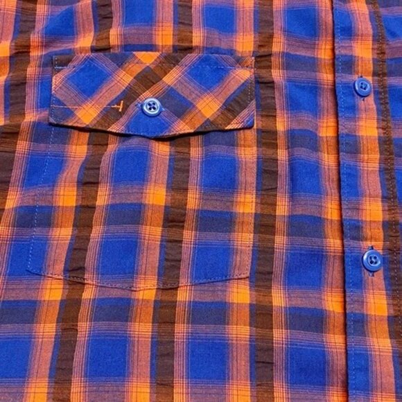 Mountain Hard Wear Button Up Men's XL Blue Red Plaid Cotton Blend Casual Shirt - Picture 6 of 11